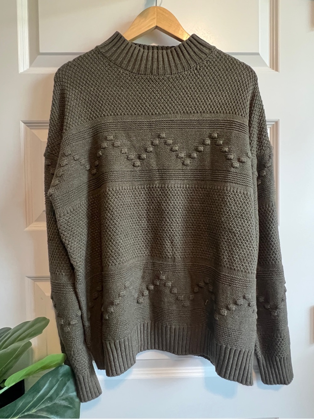 PINK CLOVER Gabriel Mock Neck Olive Green Chunky Sweater XL Stitch Fix NWT